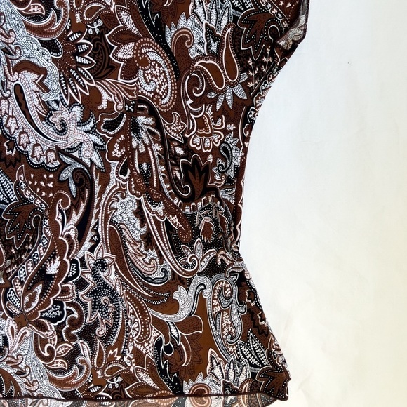VINTAGE 90’s Brown Paisley Print Wrap Blouse - Picture 9 of 9